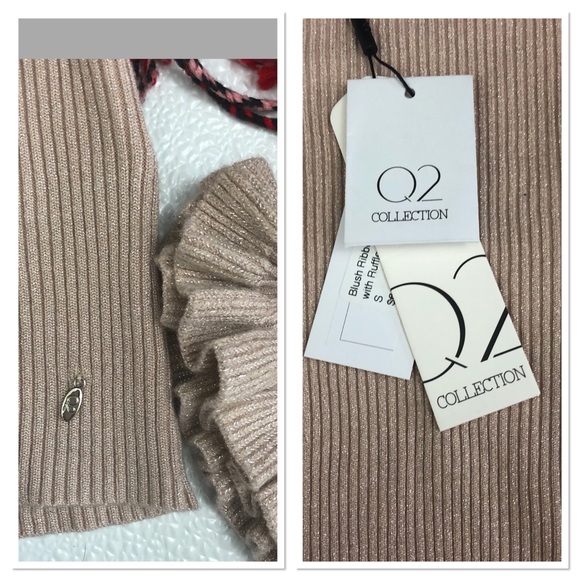 Q2 Boutique blush ribbed sweater ruffle sleeves - Picture 6 of 8